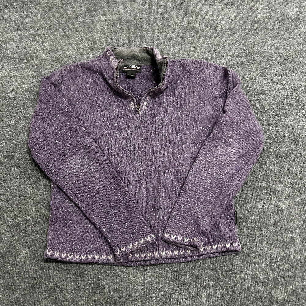 Woolrich Sweater Womens Size S Plum Wool Blend Marled Quarter Zip Pullover Knit